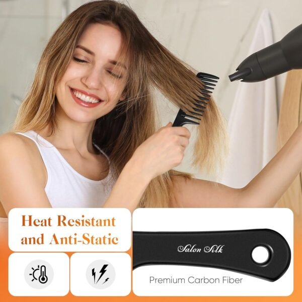 81o6w4KZusL._SL1500_.jpg SALONSILK 4PCS Professional Comb Set, Wide Tooth Rat Tail Fine Tooth Hair Combs, Braiding Cutting Barber Styling Curly Parting Set for Men and Women
