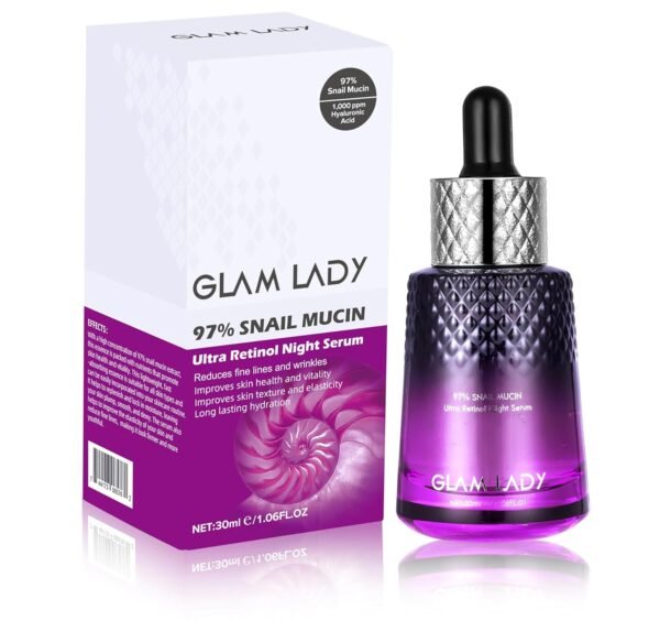 81oImK096BL._SL1500_.jpg 97% Snail Mucin Ultra Retinol Night Serum Anti Ageing Face Serum with Peptides and Hyaluronic Acid