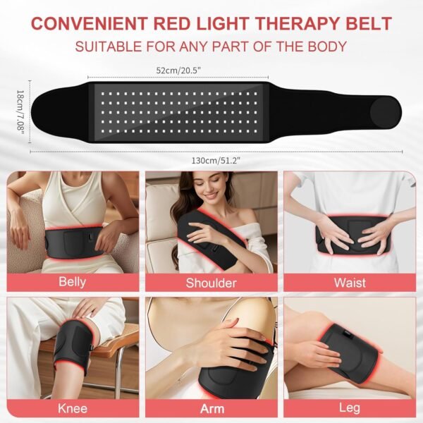Red Light Therapy for Body:5 Light Levels Infrared Light Heat Therapy Belt Wrap for Back/Waist/Muscle/Pain Relief 660nm & 850nm Led Beads Red Light Therapy Device with Timer