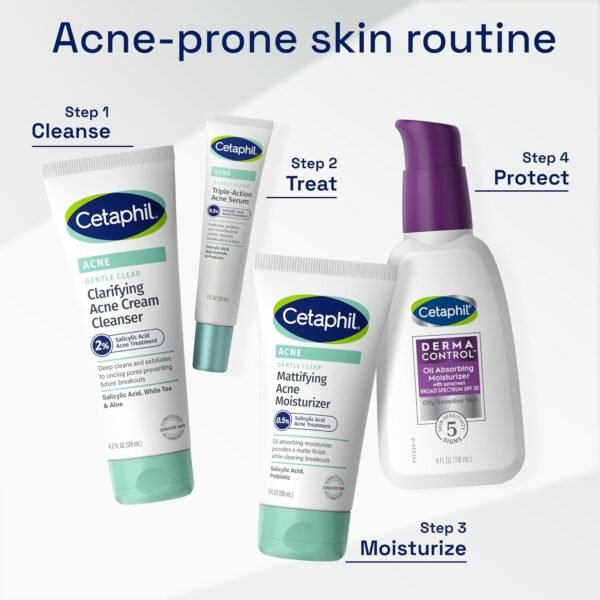 81oszblzFkL._SL1500_.jpg Cetaphil Gentle Clear Triple-Action Acne Treatment Serum with Salicylic Acid, Treats and Prevents Acne, Great for Post-Acne Marks, for All Skin Types, 1oz