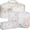 81otI1txOQL._AC_SL1500_.jpg Quilted Makeup Bag Set - 3 PCS Cute Floral Cotton Makeup Bag, Large Coquette Aesthetic Make up Cosmetic Bag, Flower Travel Toiletry Organizer Bags for Women Girls
