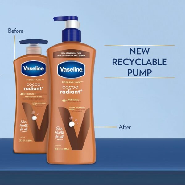 81p0Gf0ADQL._SL1500_.jpg Vaseline Intensive Care Body Lotion Cocoa Radiant 3 count for Dry Skin Lotion Made with Ultra-Hydrating Lipids and Pure Cocoa Butter for a Long-Lasting, Radiant Glow 20.3 Oz