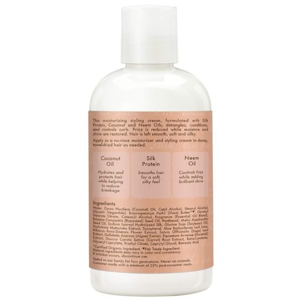 SheaMoisture Fair Trade Sulfate Free Coconut Hibiscus Curl & Style Milk with Silk Protein & Neem Oil For Thick, Defined, Curly Hair 8 oz