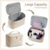 81p6T0c5q5L._AC_SL1500_.jpg MAGEFY Makeup Bag Cosmetic Bag Large Capacity with Handle Make Up Bags with Mesh Pocket, Travel Makeup Bag for Women,Beige