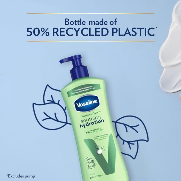81pH6h6kjzL._SL1500_.jpg Vaseline Intensive Care Body Lotion for Dry Skin Soothing Hydration Lotion Made with Ultra-Hydrating Lipids + 1% Aloe Vera Extract to Refresh Dehydrated Skin 20.3 oz, Pack of 3 (packaging May Vary)