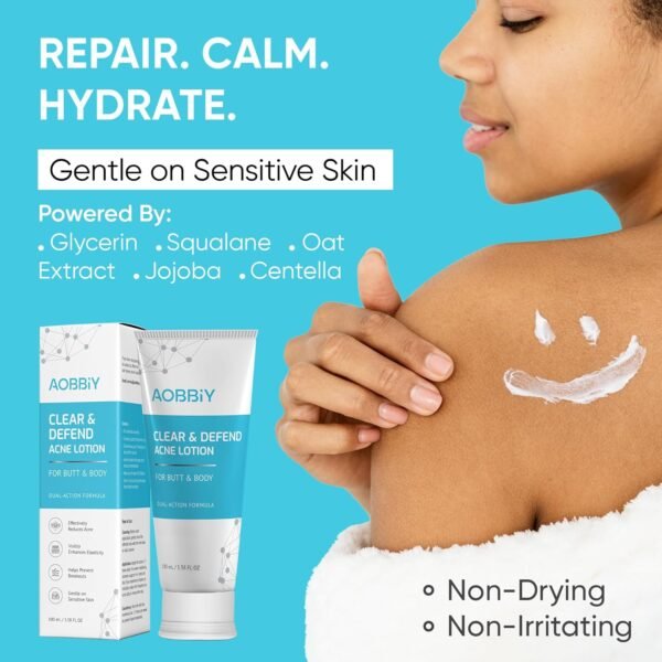 Butt Acne Clearing Treatment Cream: Clears & Prevents Breakouts Fast – Gentle Body & Back Lotion for Clogged Pores, Folliculitis & Bumps, 2% Salicylic Acid & Niacinamide, Ideal for Women, Men & Teens