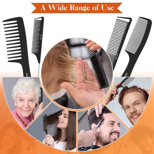 81psCgbiI-L._SL1500_.jpg SALONSILK 4PCS Professional Comb Set, Wide Tooth Rat Tail Fine Tooth Hair Combs, Braiding Cutting Barber Styling Curly Parting Set for Men and Women