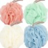 Fu Store Loofah Sponge Shower Loofahs 50g Bath Sponges Mesh Balls 4 Colors for Body Scrubber Exfoliator Wash Back Scrubber Bathroom Men Women - 4 Pack Scrubbers Cleaning Bathing Accessories
