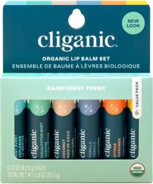 81q-CELuZL._SL1500_.jpg Cliganic Organic Lip Balm Set (6 Flavors) - 100% Natural Hydrating, Moisturizing for Dry Cracked Lips, for Men & Women