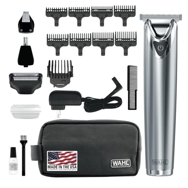 81qfrWWWZXL._SL1500_.jpg Wahl USA Stainless Steel Lithium Ion 2.0+ Beard Trimmer for Men - Electric Shaver & Nose Ear Trimmer - Rechargeable All in One Men's Grooming Kit - Model 9864SS