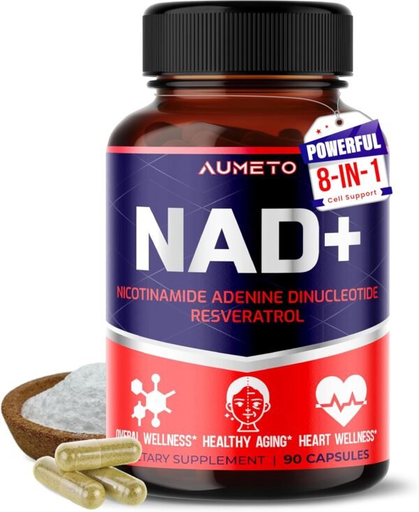 NAD+ Supplement with Nicotinamide Riboside NR, Resveratrol, Quercetin - Cellular Energy & Repair, Vitality, Healthy Aging (90 Count (Pack of 1))