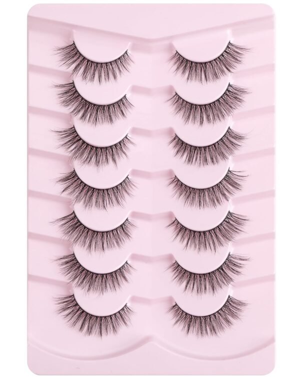 81qi9ANJVhL._SL1500_.jpg Onlyall Natural Lashes Wispy Lashes Natural Look False Eyelashes Natural Flared Eyelashes False Eye Lashes Soft Fluffy Lashes 7 Pairs D-K06, Black