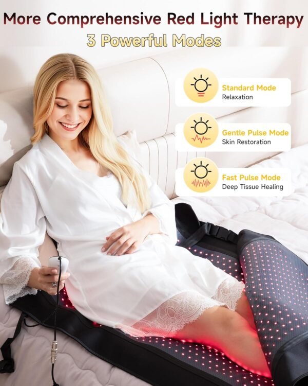 2025 Upgraded Triple-Mode Red Light Therapy Mat for Full Body Pain Relief, 73.0" x 33.4" Whole Body Coverage with 2570 Dual-Wave (660nm & 850nm) LEDs, Premium Leather, Multi-Mode Customization(Black)