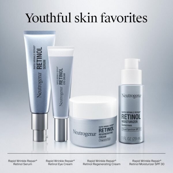 Neutrogena Rapid Wrinkle Repair Retinol Face Moisturizer, Fragrance Free, Daily Anti-Aging Face Cream with Retinol & Hyaluronic Acid to Fight Fine Lines, Wrinkles, & Dark Spots, 1.7 oz