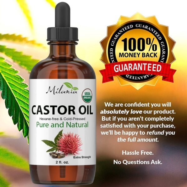 81rLMxsVPYS._SL1500_.jpg Premium Organic Castor Oil (2 fl. oz.) - Pure Cold-Pressed Beauty & Skincare Serum - Eyelash & Eyebrow Hair Growth Enhancer