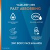 Vaseline Men's Healing Moisture Hand & Body Lotion For Dry or Cracked Skin Fast Absorbing Non-Greasy Lotion for Men 20.3 oz, Pack of 3