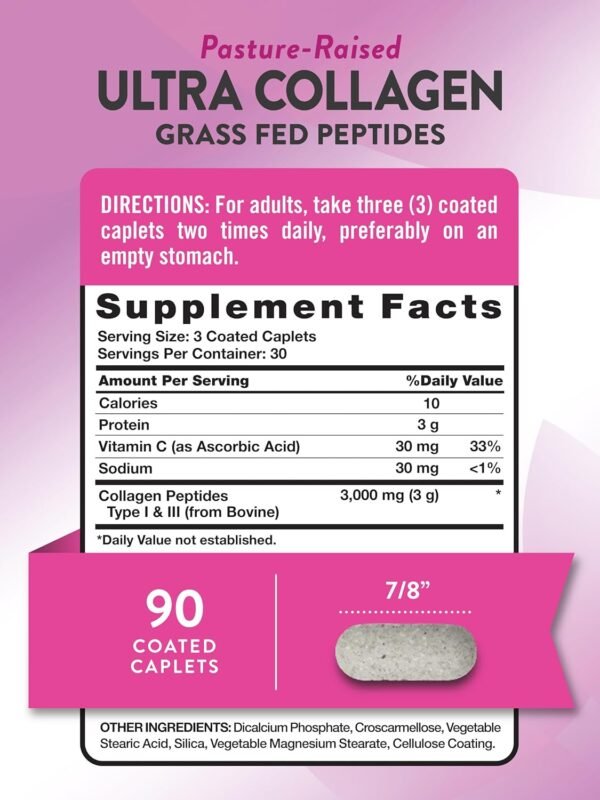 81rsybeyi8L._AC_SL1500_.jpg Nature's Truth Collagen Peptides | 90 Caplets | Type 1 and 3 with Vitamin C | Grass Fed, Non-GMO & Gluten Free Supplement