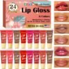 81ru3Qeg90L._SL1500_.jpg AZEN 24 Pack Lip Gloss Set, Color Lip Oil for Dry Cracked Lips Moisturizing Hydrating Nourishing with Vitamin E