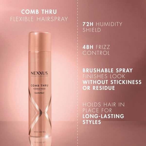 Nexxus Flexible Hold Hairspray Comb Thru for a Lightweight, Brushable Hold, with StyleProtect Technology 10 oz