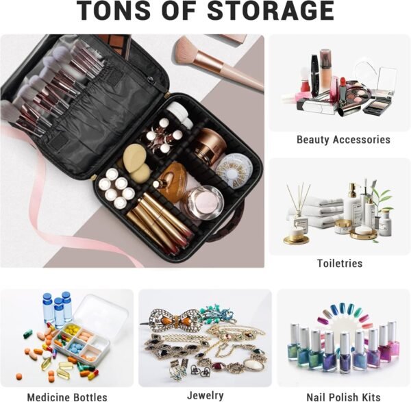 81sfF162QYL._AC_SL1500_.jpg Checkered Makeup Bag, Portable Makeup Bag with Adjustable Partition, Cosmetic Bags for Women Toiletry Travel Organizer Portable Make Up Bags for Christmas Birthday Gifts