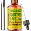 81sqB7xc7DL._SL1500_.jpg Seven Minerals 4oz Organic Castor Oil for Eyelashes, Eyebrows, Face & Hair Growth - Glass Bottle, Cold Pressed & Hexane Free - 100% Pure Castor Hydrates & Boosts Natural Hair, Lash & Brow Growth