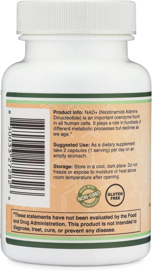 NAD Supplement for Anti Aging and Cell Regeneration (500mg of 95% Pure NAD+ Per Serving, 30 Day Supply) Similar to Nicotinamide Riboside (Third Party Tested, Vegan Safe, Non-GMO) by Double Wood