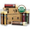 81tFxDDPx5L._SL1500_.jpg Earth's Daughter USDA Organic Lip Balm 6-Pack - Fruit Flavors, Beeswax, Coconut Oil, Vitamin E - Best Lip Repair Chapstick for Dry Cracked Lips - Moisturizing Lip Care