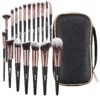 Makeup Brushes, 18 Pcs Professional Premium Synthetic Makeup Brush Set with Case, Foundation Kabuki Eye Travel Make up Brushes sets (Black Gold)