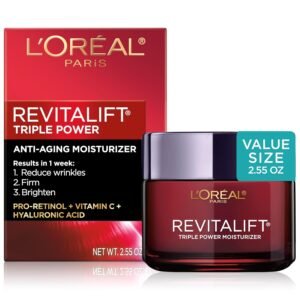 81tTgiDDyWL._SL1500_.jpg L'Oreal Paris Revitalift Triple Power Anti-Aging Face Moisturizer, Pro Retinol, Hyaluronic Acid & Vitamin C, Reduce Wrinkles 2.55 Oz