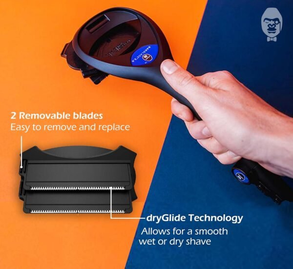 Bakblade 2.0 Back Shavers for Men: DIY Hair Shaver, Safety Blade Technology & Ergonomic Handle, Wet & Dry Shaving (Extra Blades Included)