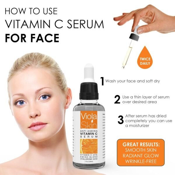 Vitamin C Serum - Anti Ageing, Hydrating & Brightening Serum for Face with Hyaluronic Acid - Uniquely Designed Day & Night Serum