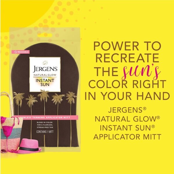 Jergens Natural Glow Instant Sun Bundle: Deep Bronze Sunless Tanning Mousse, 6oz Bottle and Applicator Mitt