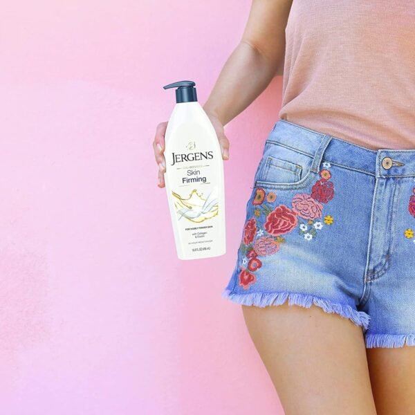 Jergens Skin Firming Body Lotion for Dry to Extra Dry Skin, Skin Tightening Cream with Collagen and Elastin, Dermatologist Tested, Hydralucence Blend Formula, 16.8 Oz, Pack of 3