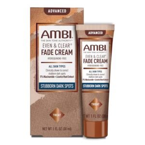 81vNCjZyzlL._SL1500_.jpg Ambi Even & Clear Advanced Fade Cream, Hydroquinone-free, Hyperpigmentation Treatment, Stubborn Dark Spot Corrector, Results In As Little As 2-3 Weeks, Niacinamide, Licorice Root Extract, PHA, 1 Fl Oz