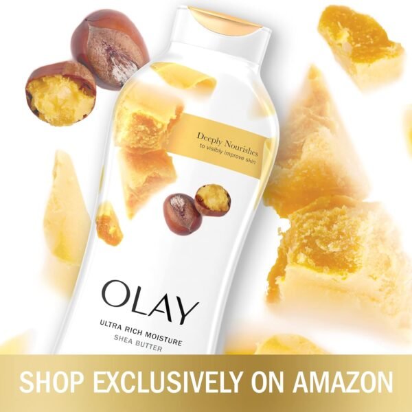 Olay Body Wash for Women, Ultra Moisture, 24hr Moisturizing, Hydrating & Refreshing, B3 Vitamin Complex, Free of Parabens & Phthalates, For All Skin Types, Shea Butter Scent, 22 fl oz (Pack of 4)