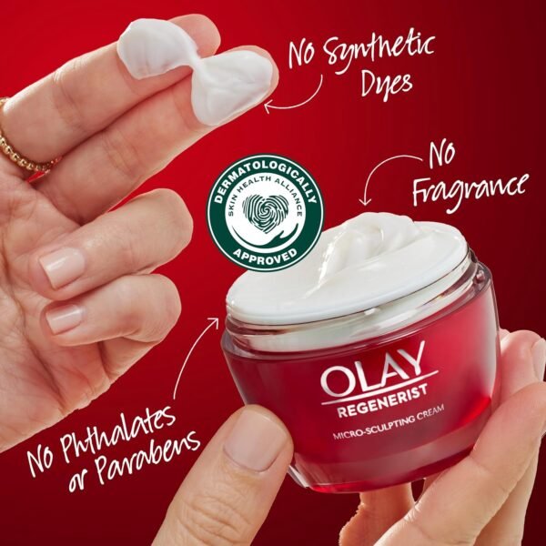 Olay Face Moisturizer, Regenerist Micro-Sculpting Cream for Women, Fragrance-Free - Hydrating, Anti-Aging, Anti-Wrinkle, Firming Skin Care - Hyaluronic Acid, Niacinamide, Amino Peptides, 1.7 Oz