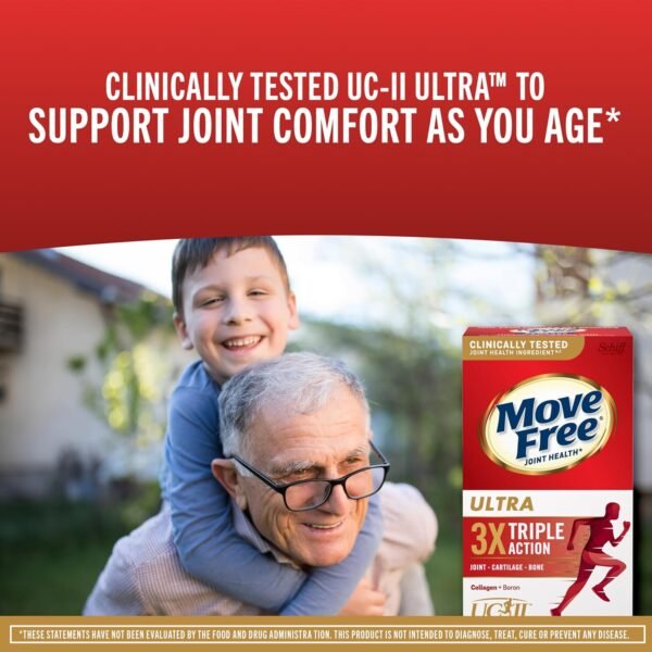 81w98ZruJrL._AC_SL1500_.jpg Move Free Ultra Triple Action Joint Support Supplement - Type II Collagen Boron & Hyaluronic Acid - Supports Joint Comfort, Cartiliage & Bones in 1 Tiny Pill Per Day, 64 Tablets (64 servings)
