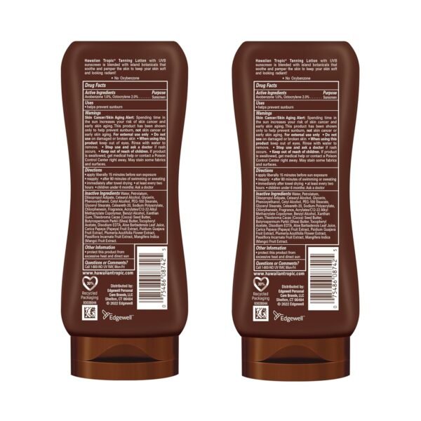 Hawaiian Tropic Island Tanning Lotion - Outdoor Tanning Lotion with SPF 4, Oxybenzone Free Sunscreen, 8oz, Twin Pack