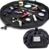 81wVnvcGFtL._AC_SL1500_.jpg Lay-n-Go Cosmo Drawstring Cosmetic & Makeup Bag Organizer - Portable Drawstring Bag w/Zipper Pocket, Makeup Loops & More - Durable, Machine Washable Toiletry Bag for Travel (20", Black)