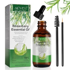 81wb9N3KhnL._SL1500_.jpg Rosemary Oil for Hair Growth 2.02 Fl Oz, Rosemary Essential Oil for Eyelashs, Eyebrows, Face, Skin Care, Body Massage, Aromatherapy, Hair Loss Treatment, Nourishes The Scalp, Improve Blood Circulation