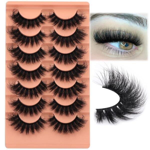 81wdbThAwhL._SL1500_.jpg Mink Lashes Full Volume False Eyelashes 18mm Dramatic Faux Mink Eyelashes Natural Look Cat Eye Volume Eye Lashes Multipack by Focipeysa