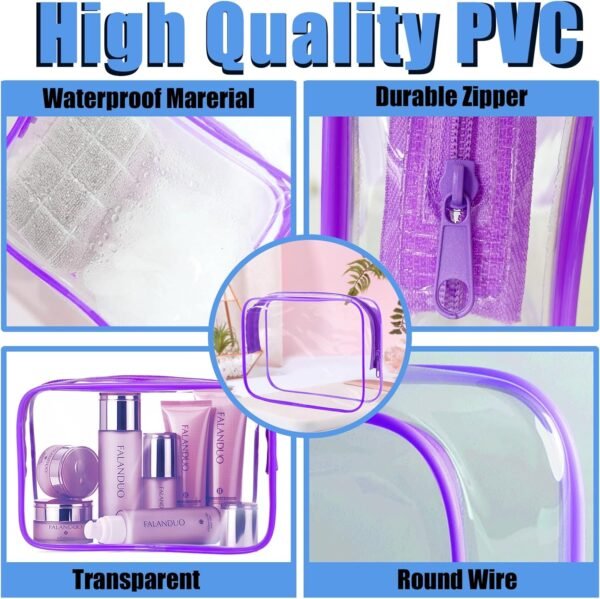 81x2tbYEzL._AC_SL1500_.jpg 4Pack Clear Makeup Bags Waterproof Organizer Bags with Zipper Transparent Travel Cosmetic Bag TSA Approved Toiletry Bag Pouch Case for Vacation Airport Airline Compliant (Multicolour, Medium)