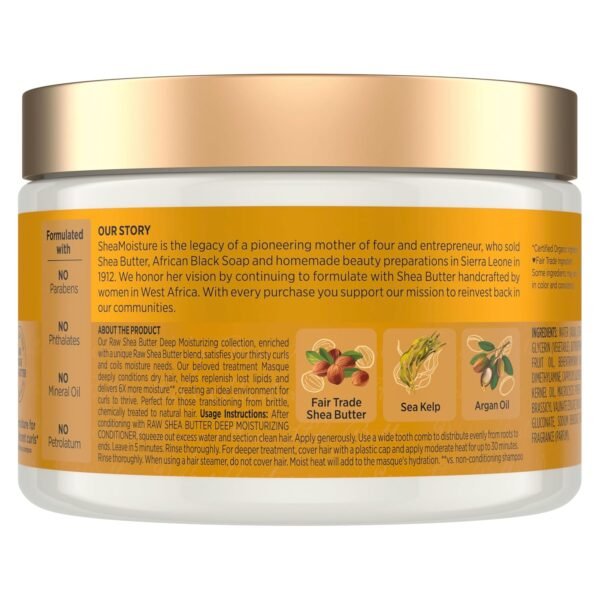 SheaMoisture Raw Shea Butter Deep Moisturizing Hair Masque, 11.5 fl oz - Deep Conditioner for Curly Hair to Moisturize and Renew, Sustainable, Organic, Cruelty-Free