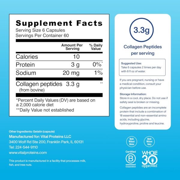 81xapJTTExL._AC_SL1500_.jpg Vital Proteins Collagen Peptides Capsules for Women, Collagen Supplement 360 Capsules