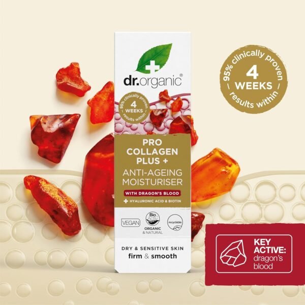 81xi4NbEpvL._SL1500_.jpg Dr. Organic Pro Collagen Plus + Anti-Ageing Moisturiser with Dragon’s Blood | Reduces Wrinkles, (Dry & Sensitive Skin) Natural, Certified Organic, Paraben & SLS-Free, 50 mL / 1.7 fl oz