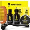 The Beard Club Enhanced Beard Growth Kit - Derma Roller, Beard Growth Oil (2PK), Sandalwood Beard Balm, Comb - Gift Set