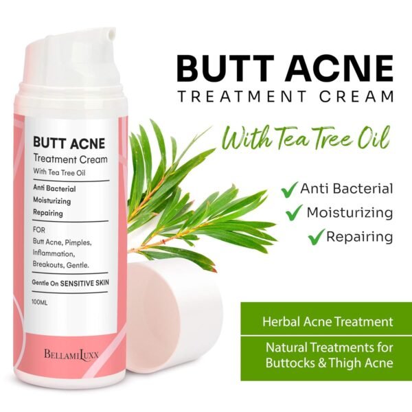 81xwR3qCLBL._SL1500_.jpg Butt Acne Clearing Treatment Cream: Body Acne Treatment Lotion for Folliculitis and Pimples on Back, Buttocks, Thighs With 2% Salicylic Acid & Tea Tree Oil - Butt Cream for Smooth Skin