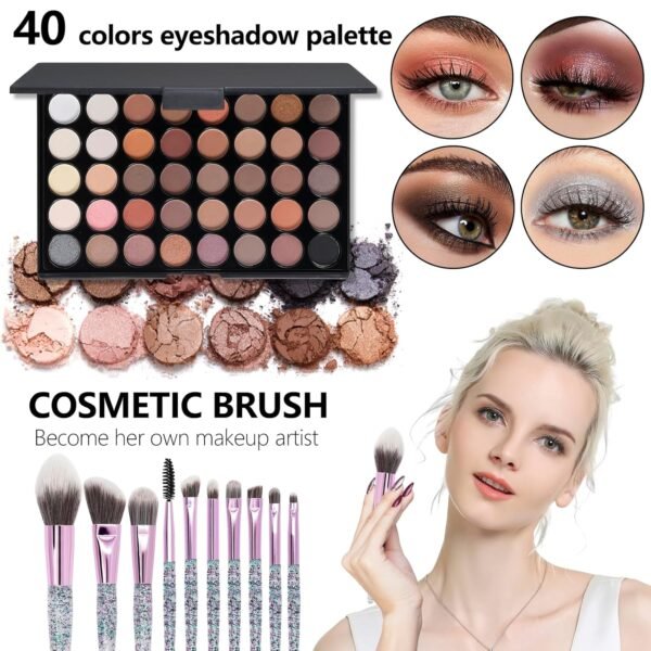 Makeup Kit For Girls,Full Makeup Set For Wonmen Includes 40 Colors Eyeshadow Palette Lip Gloss Liquid Lipstick Make up Sponge Brushes Eyebrow Concealer With Makeup Bag