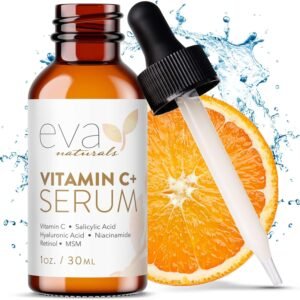 81yBwcXFzOL._SL1500_.jpg Eva Naturals Vitamin C Face Serum With Hyaluronic Acid - Anti Aging Serum - Reduce Dark Spots, Acne & Wrinkles - Retinol, Niacinamide & Salicylic Acid, Brightening Skin Serum for Glowing Skin