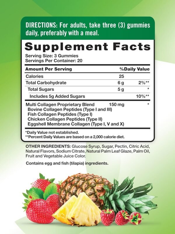 81yKyJFNEOL._AC_SL1500_.jpg Nature's Truth Multi Collagen Gummies | Type I, II, III, V, X | 60 Count | Non-GMO & Gluten Free Complex Supplement | Mixed Fruit Flavor